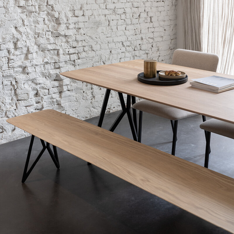 Design Dining Bench | Butterfly Bench Steel black powdercoating | Walnut naturel lacquer | Studio HENK | 