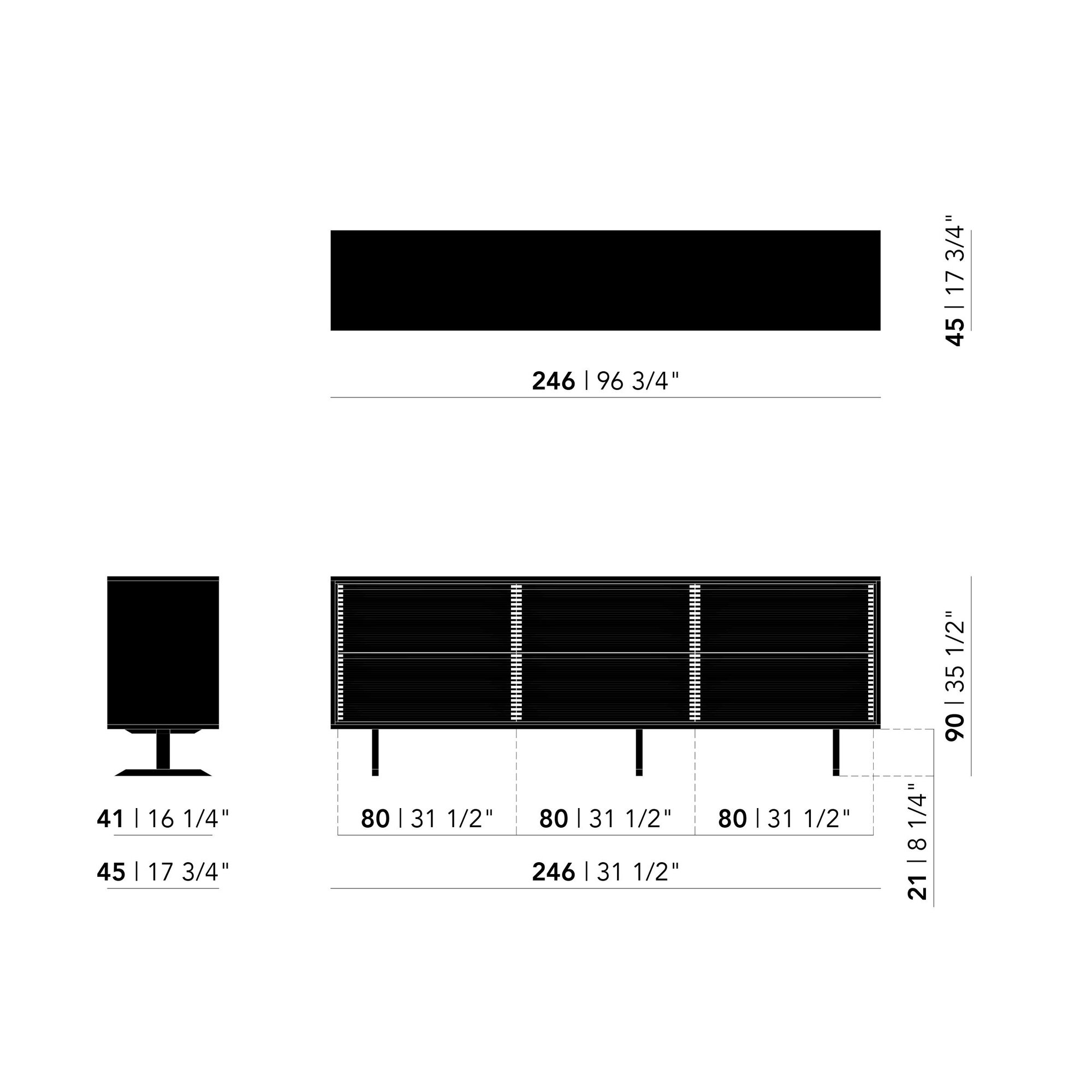 Design dresser | The Dresser 32 | black | Studio HENK | schematic